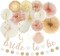 Citrus; 21 Pcs Champagne Gold Beige Blush Pink Bachelorette Party Decorations, Bride to Be Banner Garland Set with Paper Fans, Lanterns, Tissue Pom Poms, Honeycomb Balls and Hanging Swirls for Bridal Shower Wedding Decor; Category:Banners; Image:2